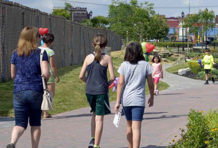 people walking on the Hagerstown Cultural Trail