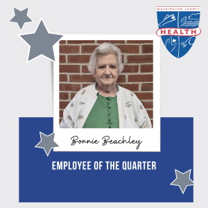 Employee of the Quarter - Bonnie Beachley w/photo of winner and health department logo